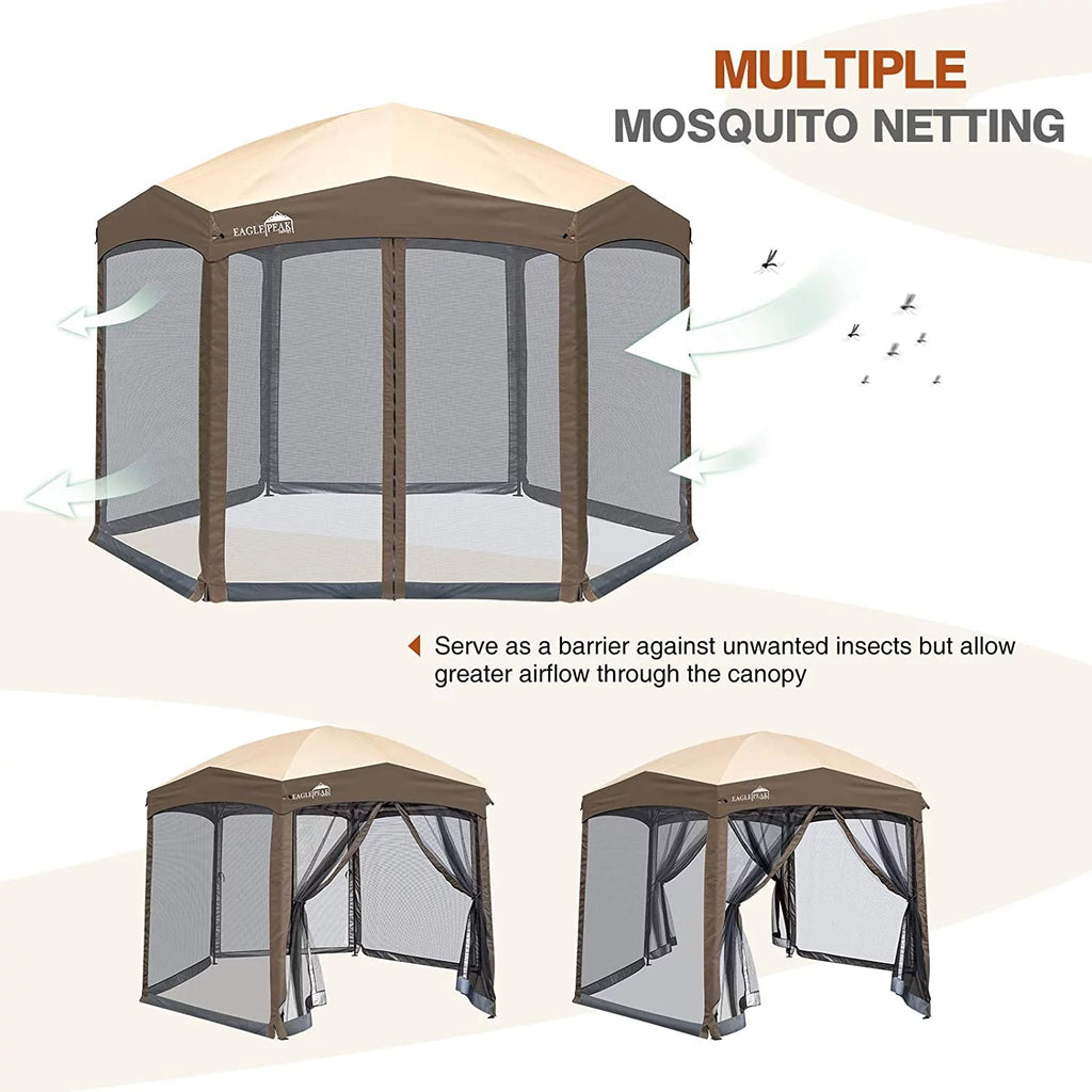 6 Sided Pop-Up Camping Gazebo with Mosquito Netting Q2197