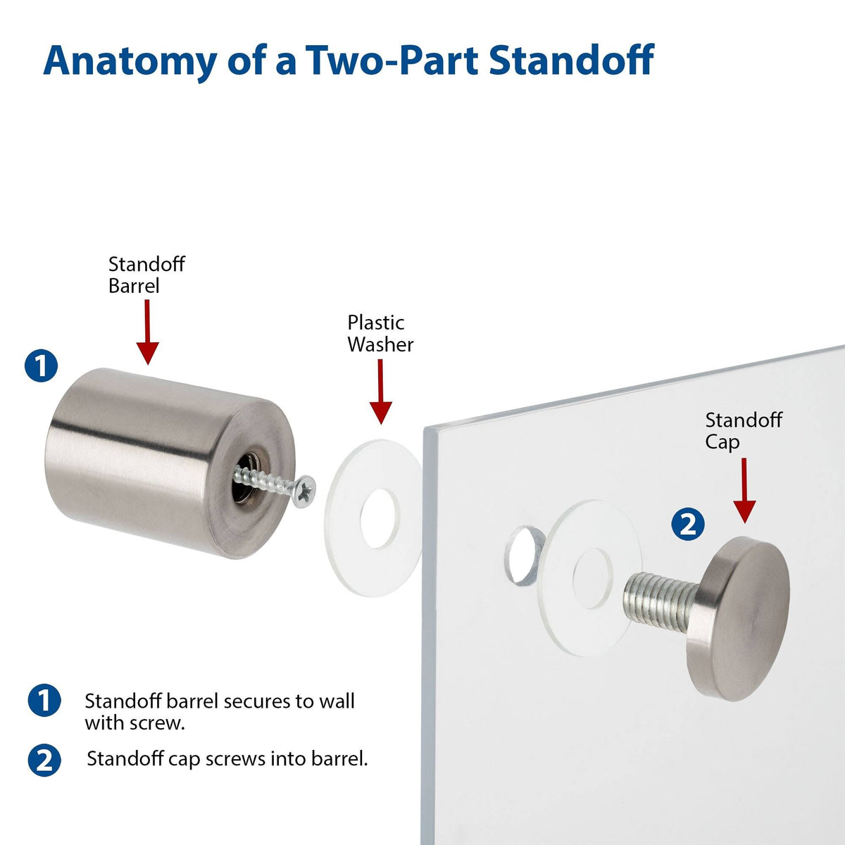 Euro Square Aluminum Standoff Pack of 8 U865