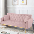 Pink Velvet Convertible Sofa Bed with 2 Pillows M60073