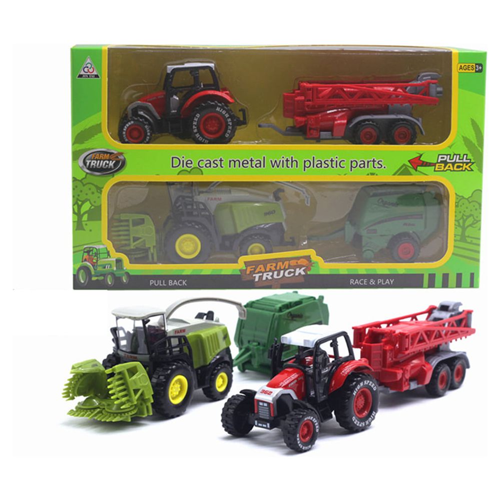 2Pcs 1/42 Diecast Tractor Harvester Farm Vehicle Car Model Toy P8746