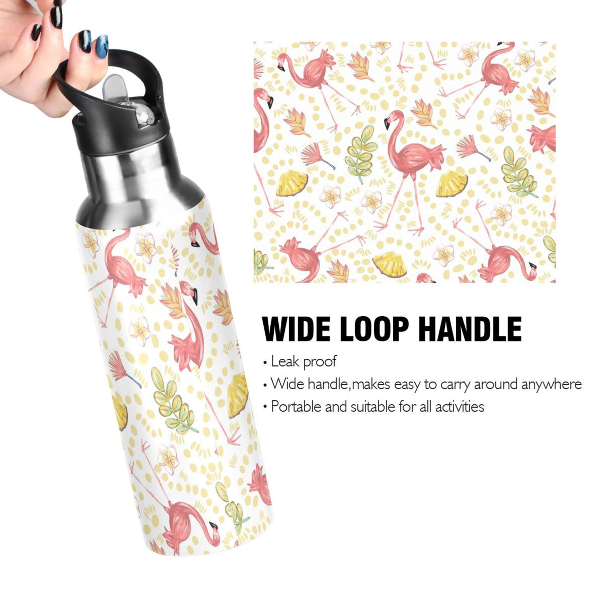 20 oz Insulated Stainless Steel Water Bottle with Straw Lid N778