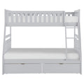 Gray Wood Twin over Full Bunk Bed with Storage L733