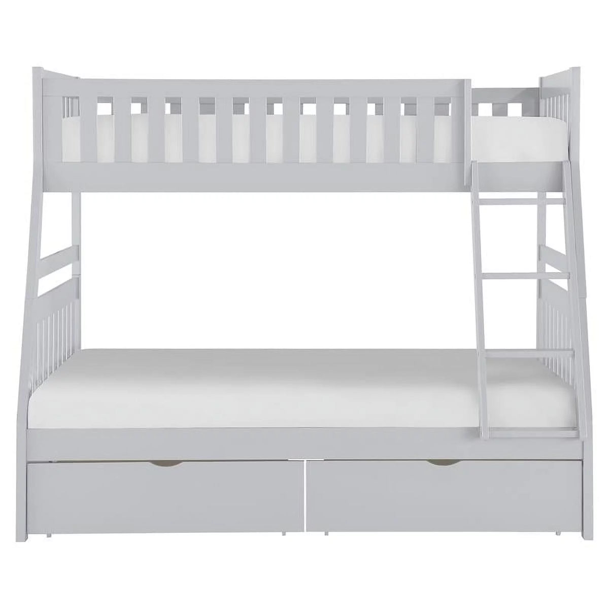 Gray Wood Twin over Full Bunk Bed with Storage L733