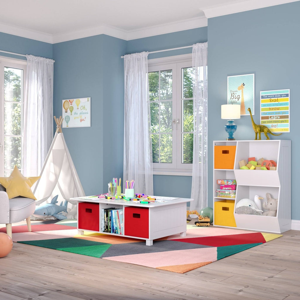 White 3-Cubby 2-Veggie Bin Floor Cabinet E6433