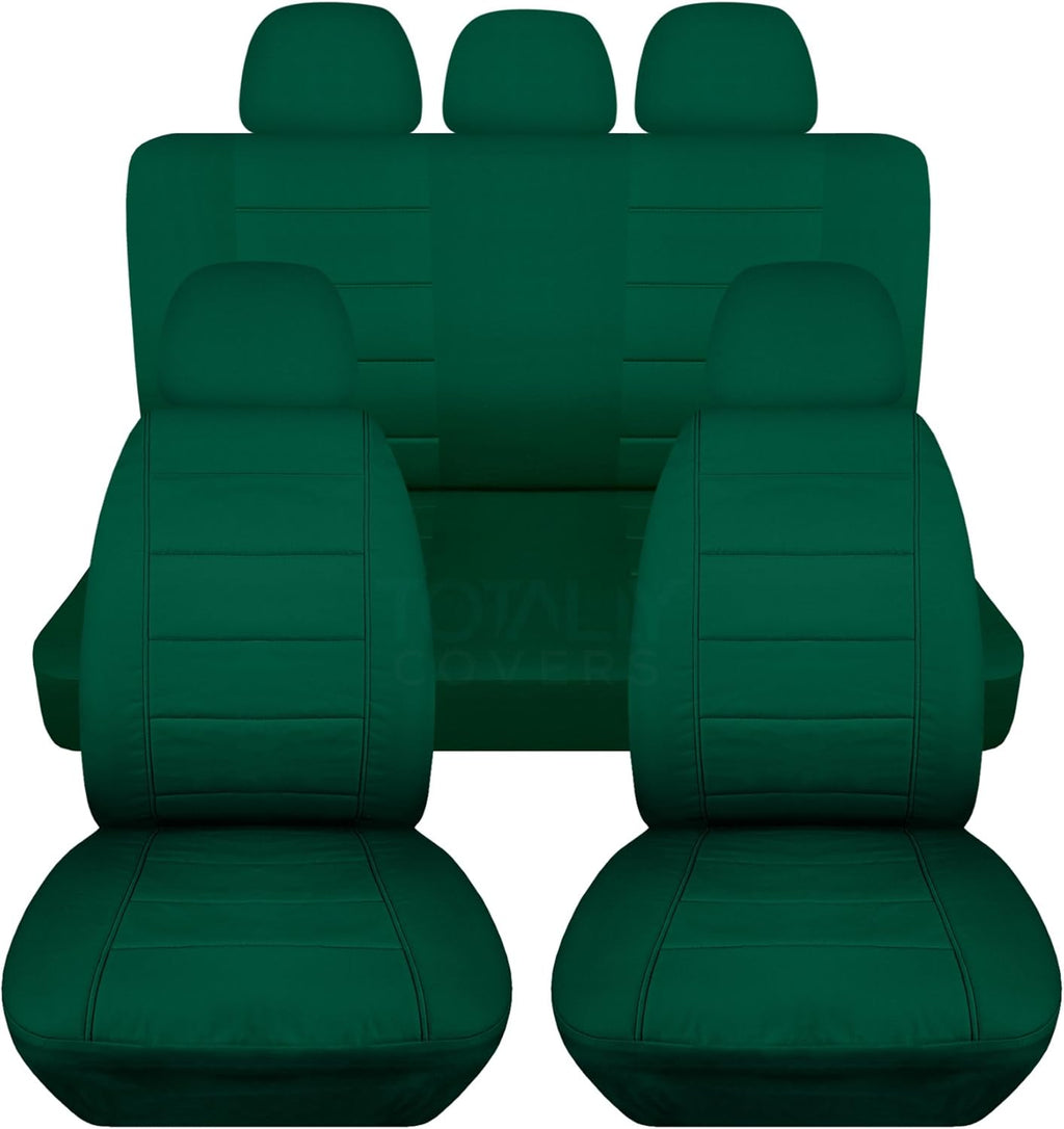 Charcoal Solid Car Seat Covers Full Set with 5 Headrest Covers E5783