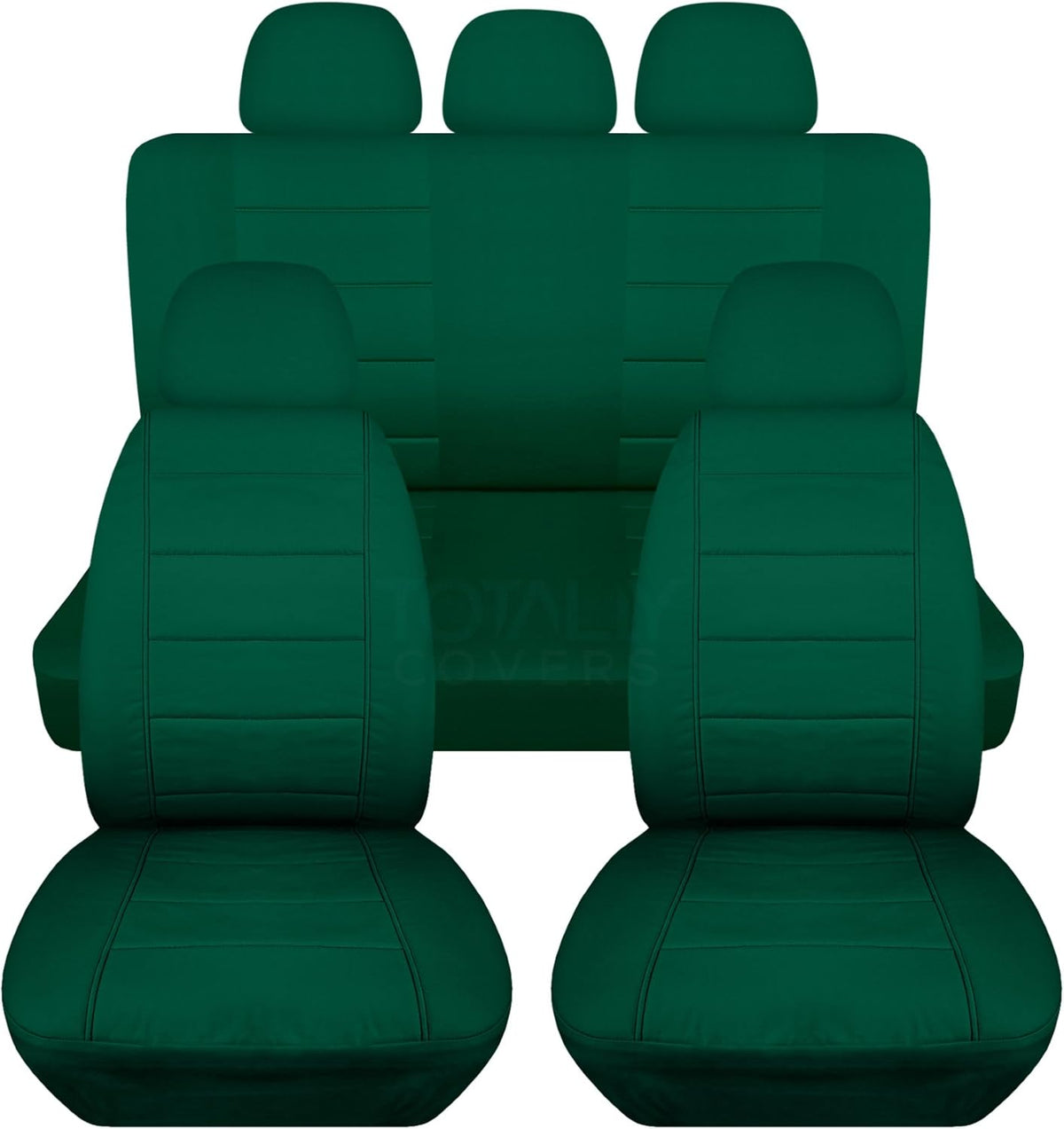 Charcoal Solid Car Seat Covers Full Set with 5 Headrest Covers E5783