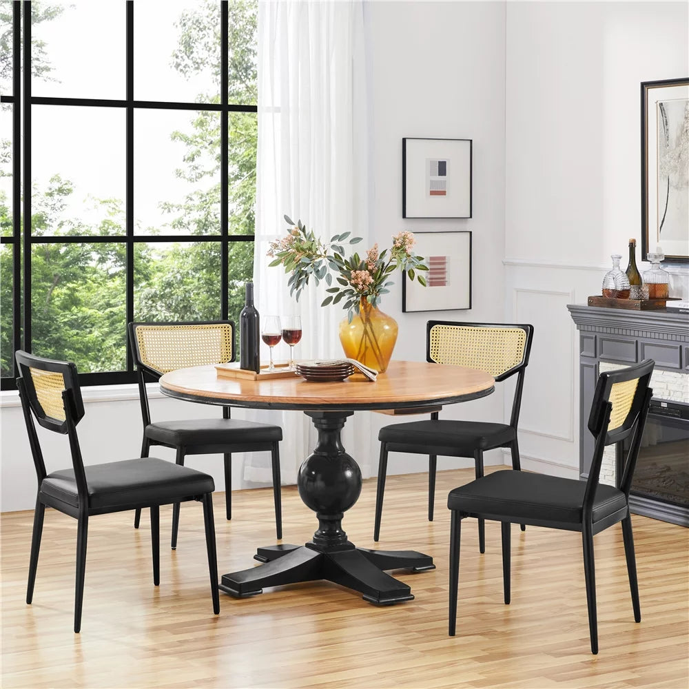 Black Faux Leather Dining Chair Set of 2 Q62708