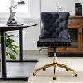 Black Velvet Office Chair with Golden Metal Base Z30196