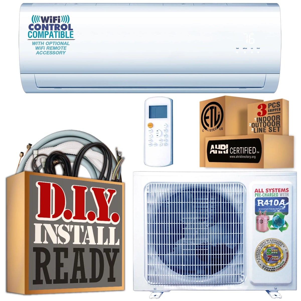 24000 BTU Ductless Mini Split Air Conditioner with Heat Pump T3772