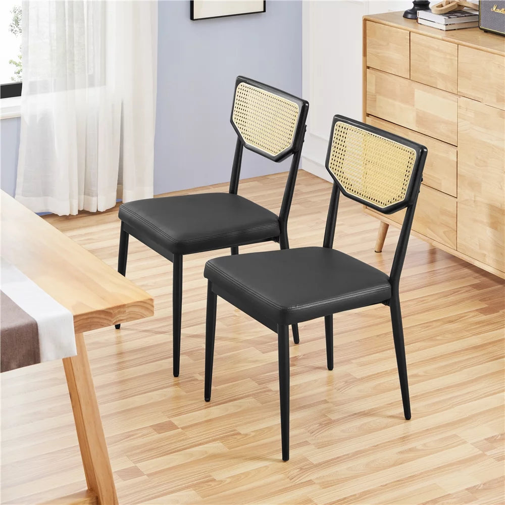 Black Faux Leather Dining Chair Set of 2 Q62708