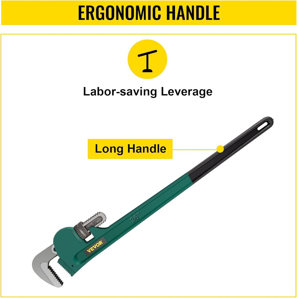 36-Inch Aluminum Straight Pipe Wrench Adjustable Heavy Duty 5” Jaw Capacity Pack of 2 J20458