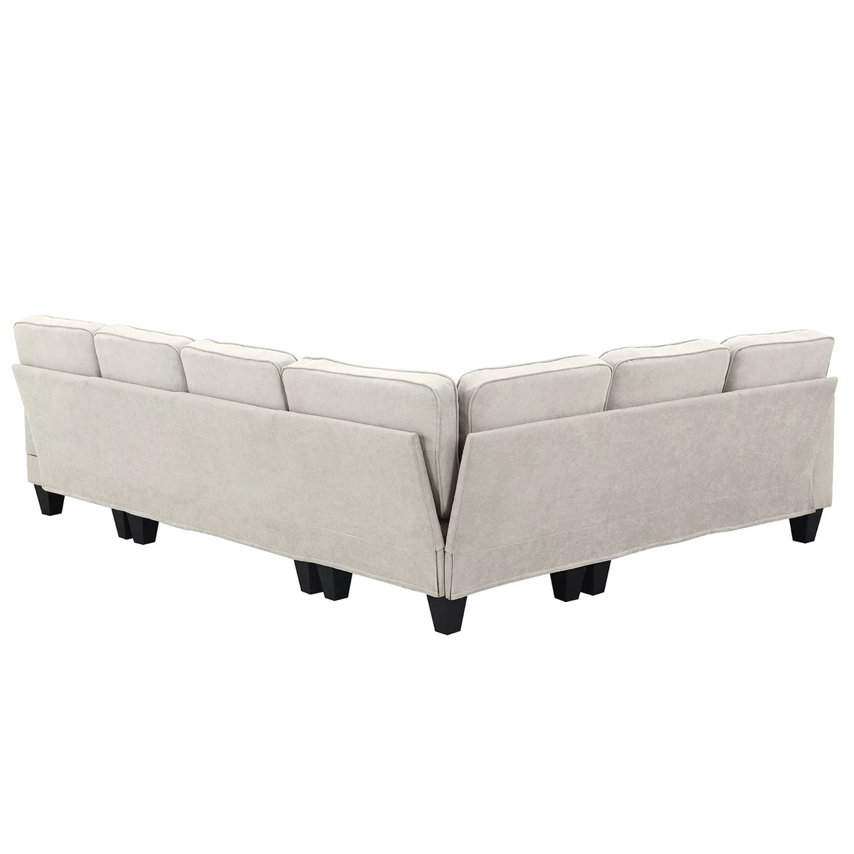 Beige U-Shaped 7-Seater Sectional Couch with Chaise B138291