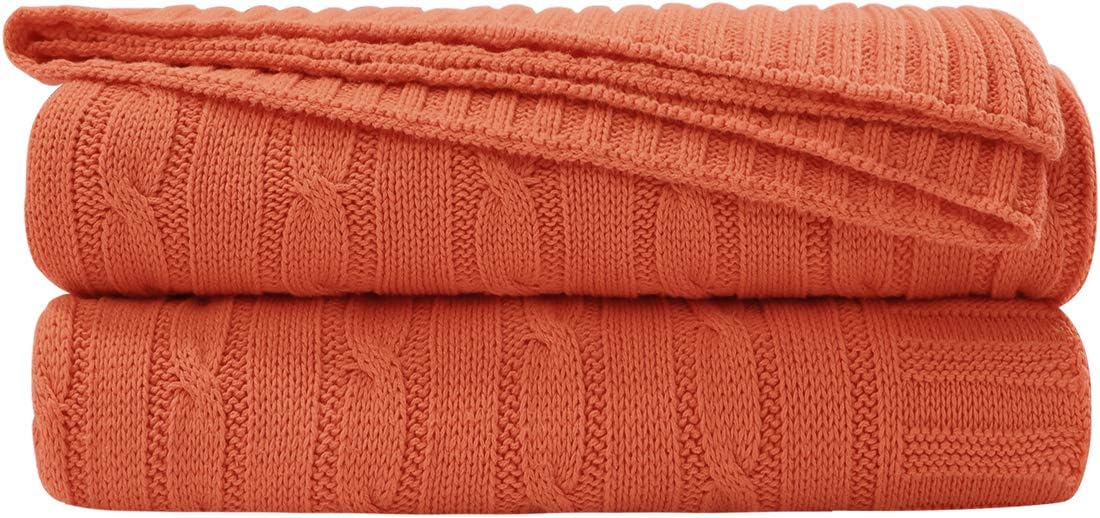 Rose Red 60x78 Inches 100% Cotton Knitted Throw Blanket N657