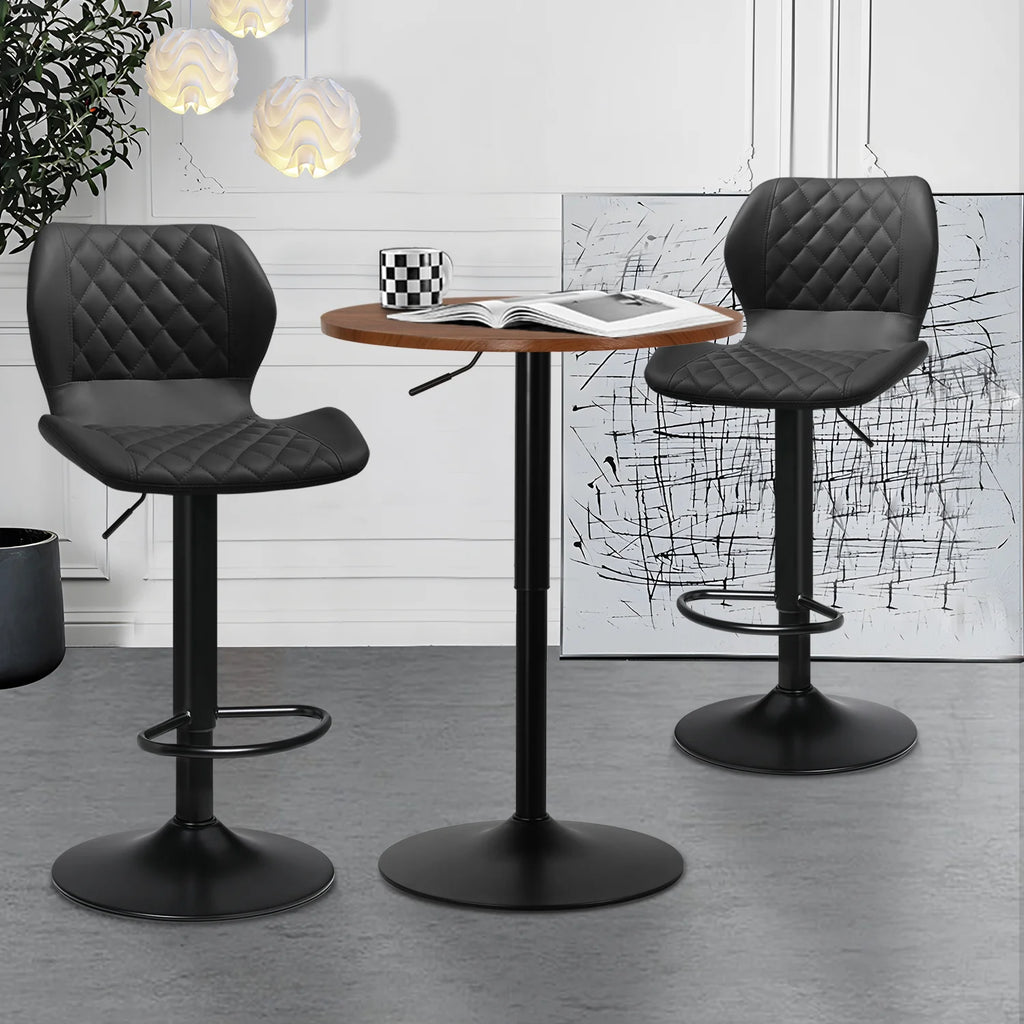 3 Piece Bar Table and Chair Set with Rotatable Tall Bistro Stools D51553