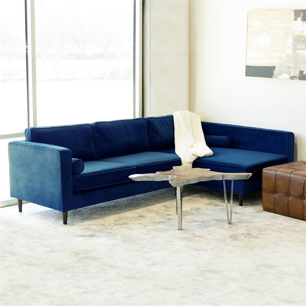 Blue Velvet L-Shaped Right-Facing Sectional X764495