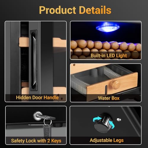 Electric Cigar Humidor 25L 200 Counts Thermostatic Cooler Cabinet H45279