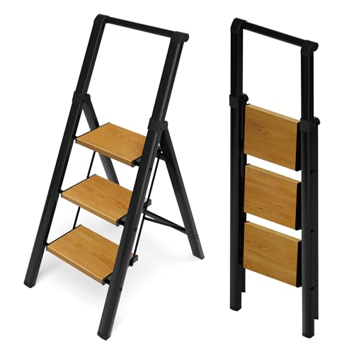 3 Step Foldable Aluminum Step Ladder with Handgrip N661