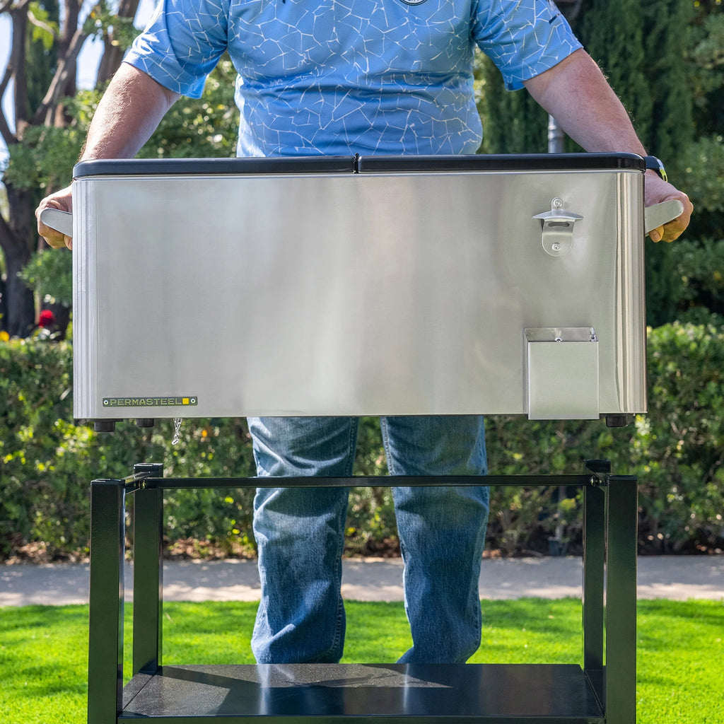 80-Qt Steel Rolling Patio Cooler with Removable Basin A803226