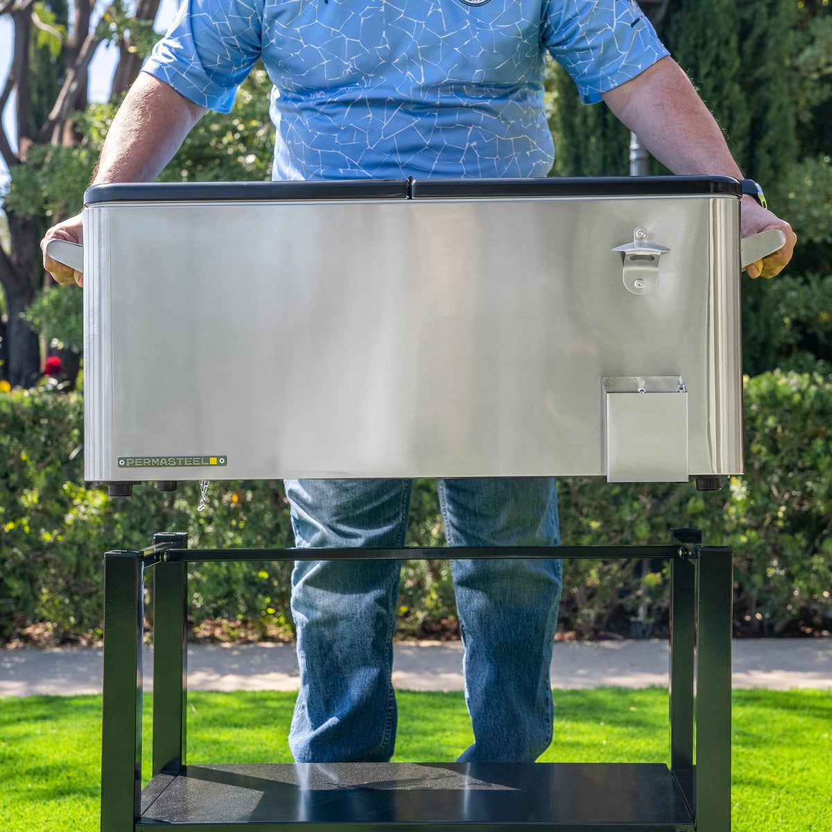 80-Qt Steel Rolling Patio Cooler with Removable Basin A803226