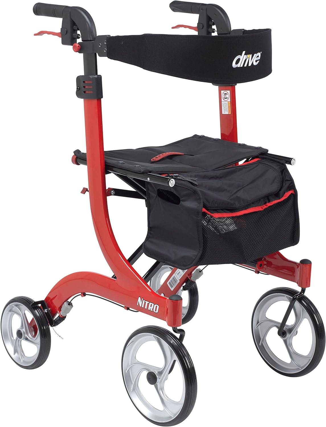 Red 4-Wheel Rollator Walker With Seat H222