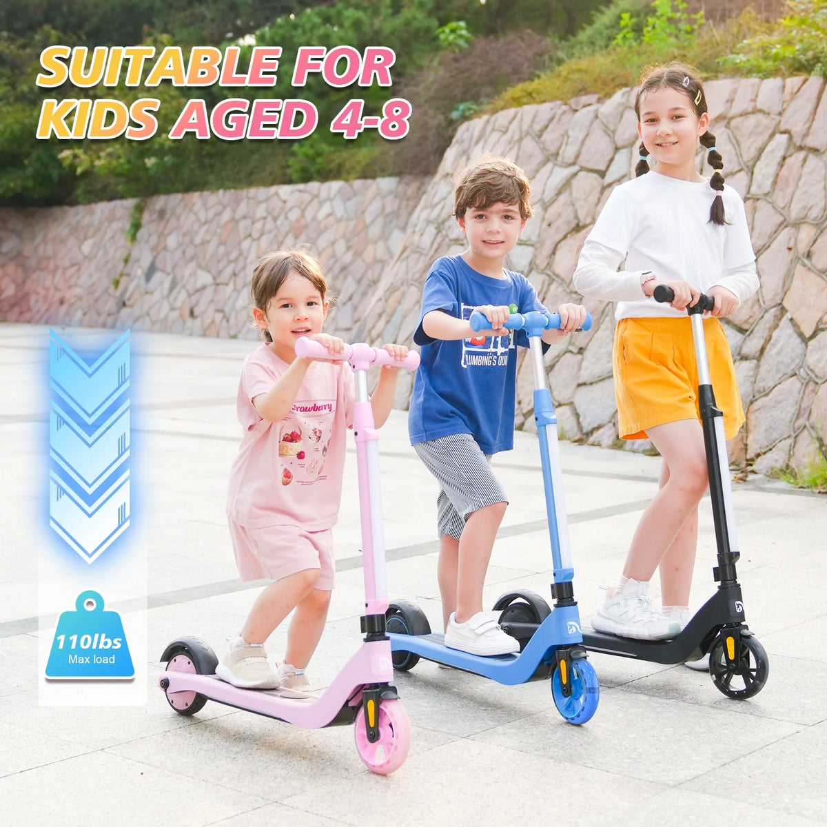 Electric Scooter for Kids, 5 mph, Adjustable Height, Lightweight, Blue Z309