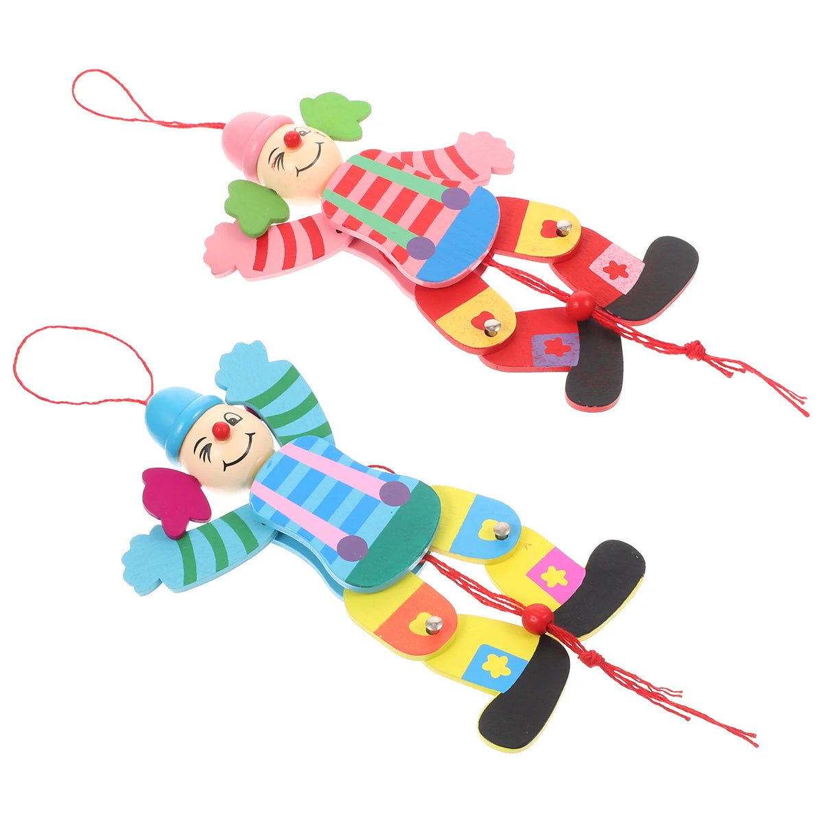 2Pcs Wood Clown String Marionette Puppet Toy S79558