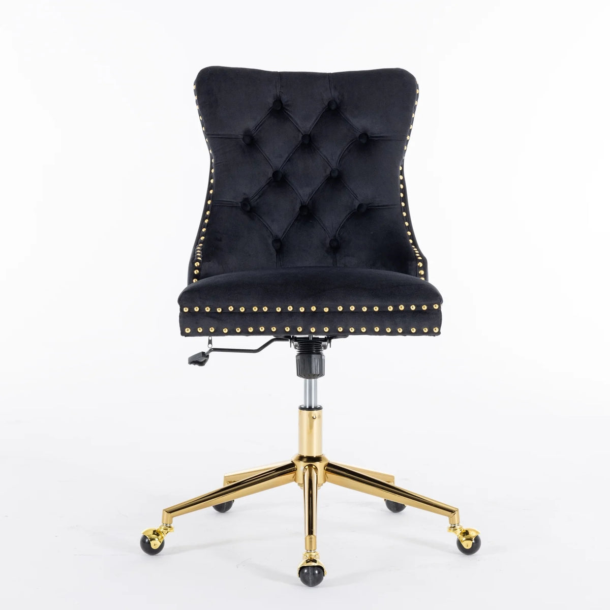 Black Velvet Office Chair with Golden Metal Base Z30196