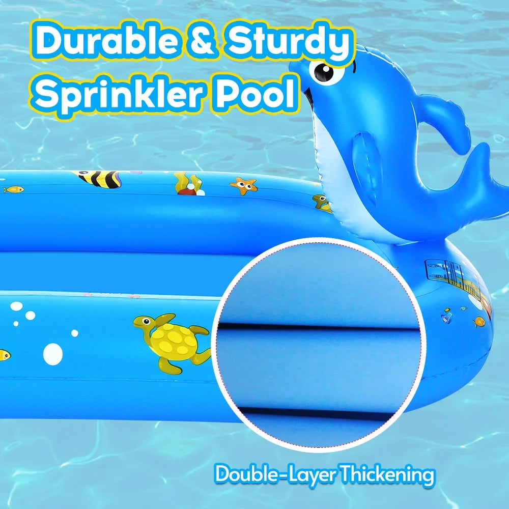 Dolphin Inflatable Sprinkler Pool 67 * 40in Kiddie Pool P205947
