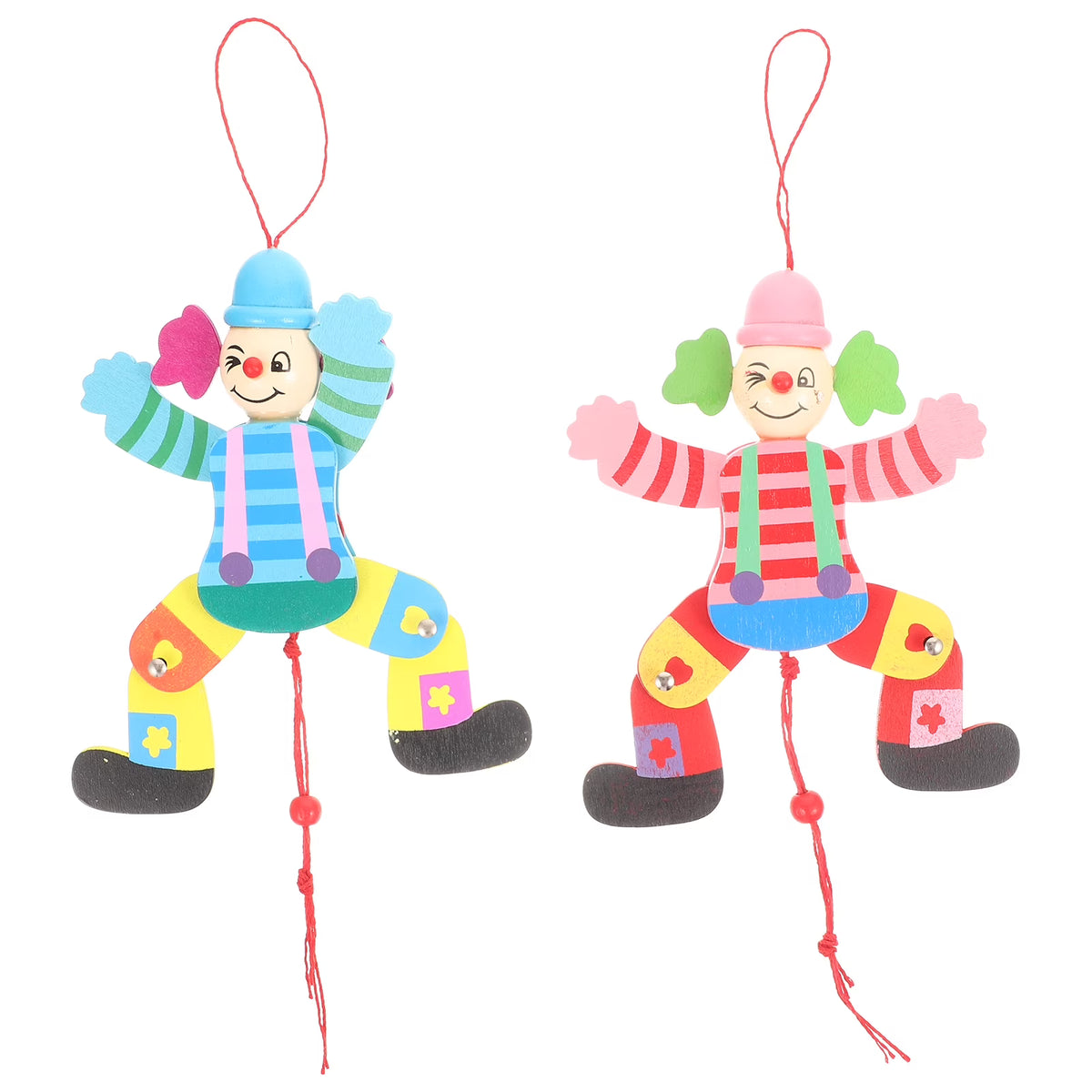 2Pcs Wood Clown String Marionette Puppet Toy S79558