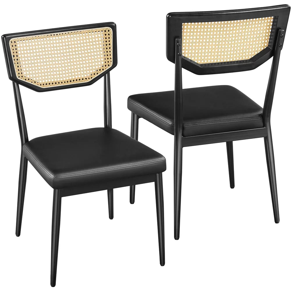 Black Faux Leather Dining Chair Set of 2 Q62708