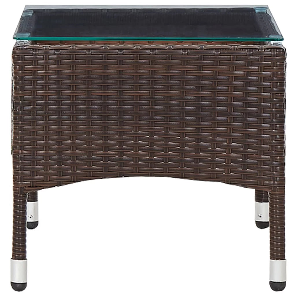 Brown Poly Rattan Glass Tabletop Side Table G929953