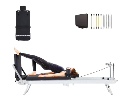 Foldable Pilates Reformer Machine with Dual Resistance Springs and Cords U167578