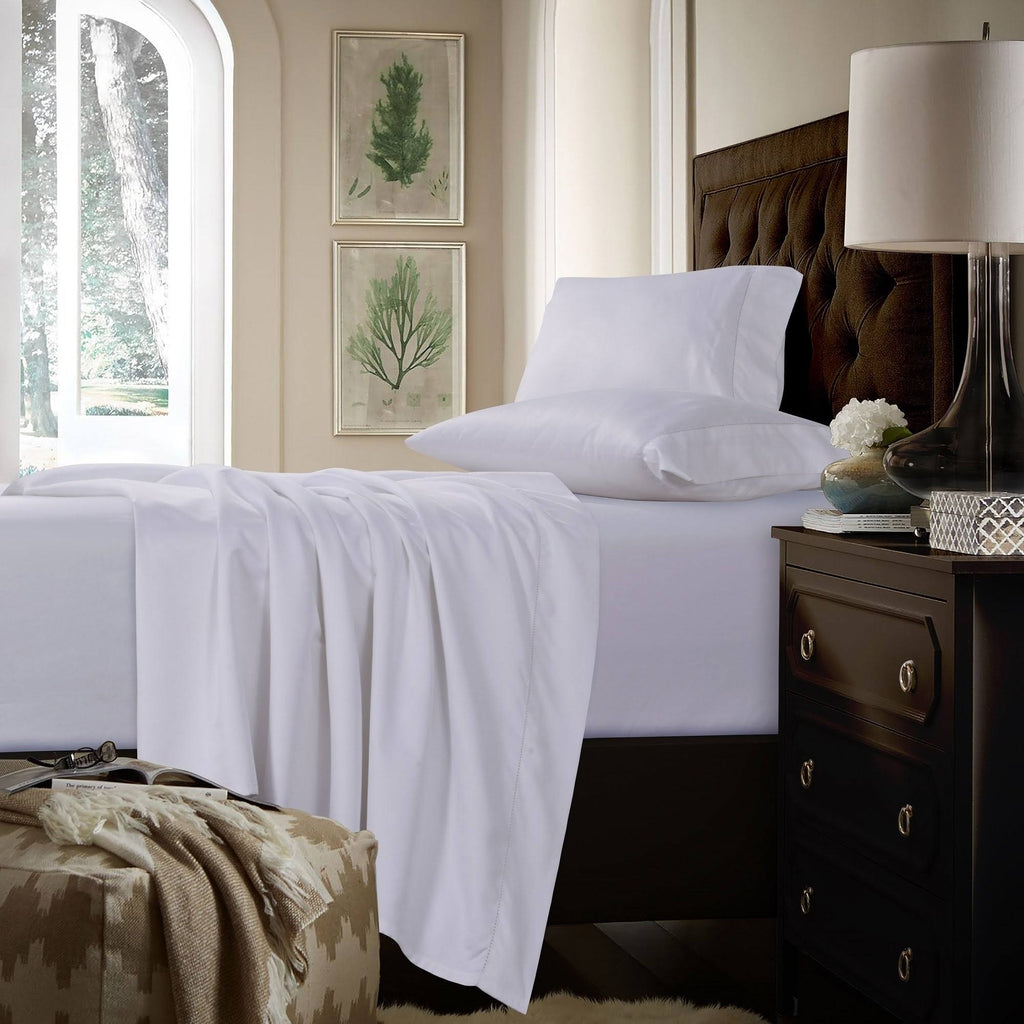 Queen White 750 Thread Count Extra Deep Pocket Bed Sheet Set Q807