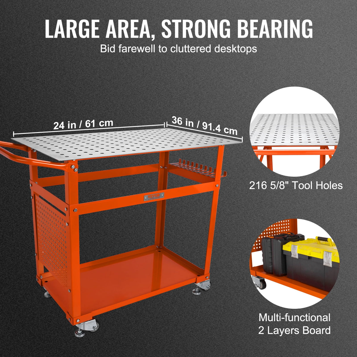 36 x 24 Welding Table with 5/8 Holes, 600lbs Load Capacity G137