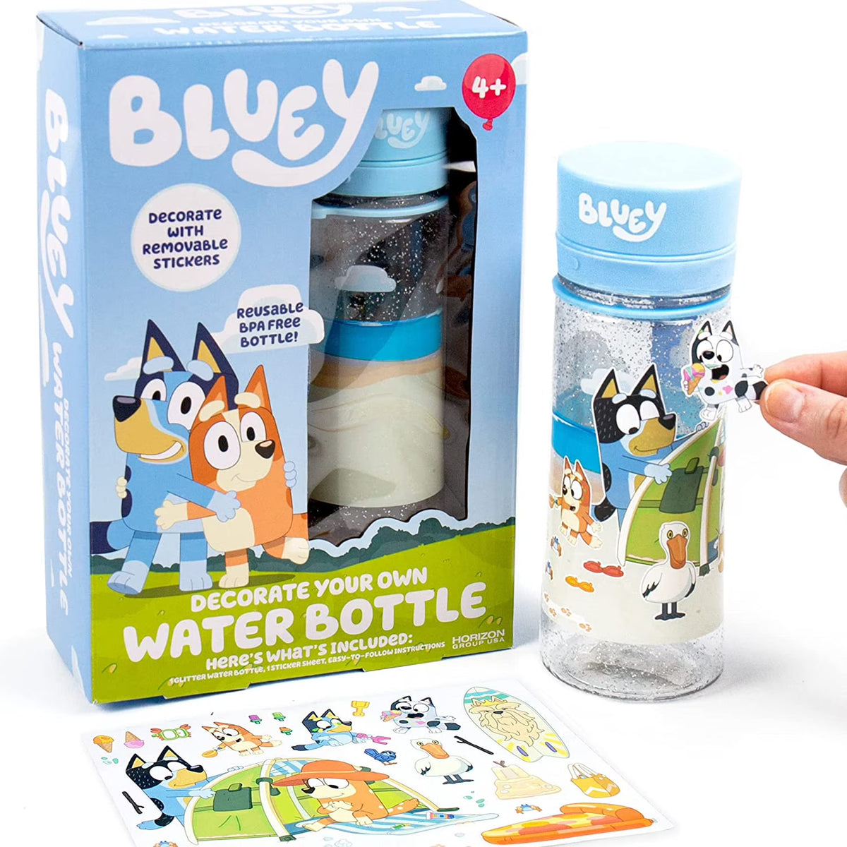 Bluey Decorate Your Own Reusable BPA-Free Water Bottle with Repositionable Stickers R838217