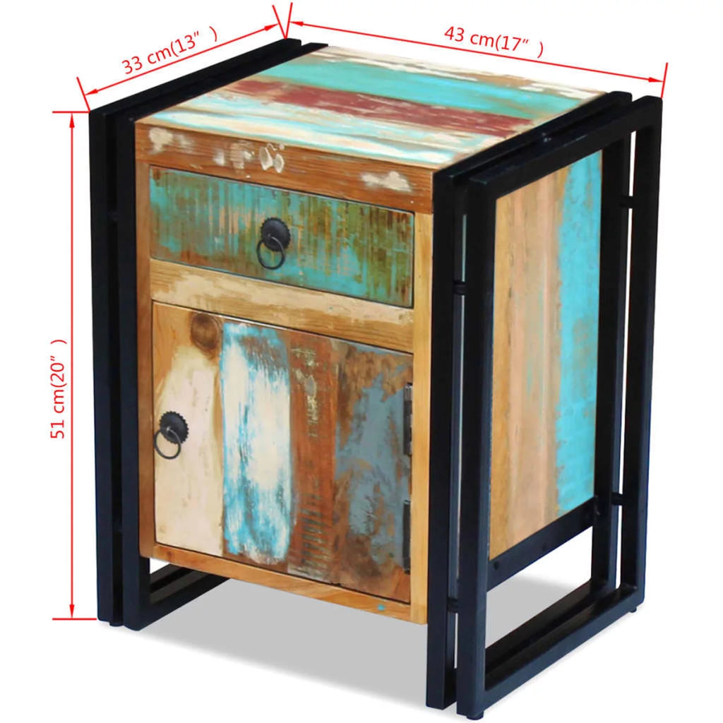 Reclaimed Wood Nightstand with Storage Drawer N745633