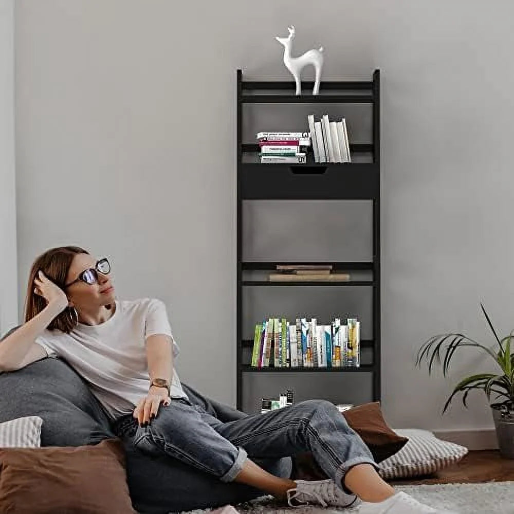 White Bookshelf with Drawers C15942