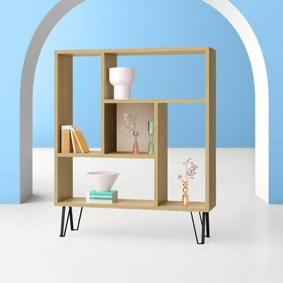 Geometric Bookcase Oak/White Y450
