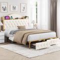 White Queen Size Storage Bed with 2 Drawers Y28502