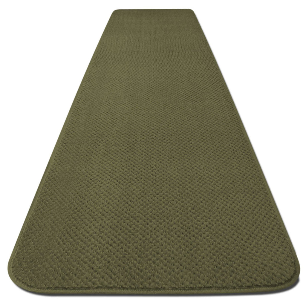 Skid-Resistant Carpet Runner, Olive Green, 18 ft. x 27 in. M25056