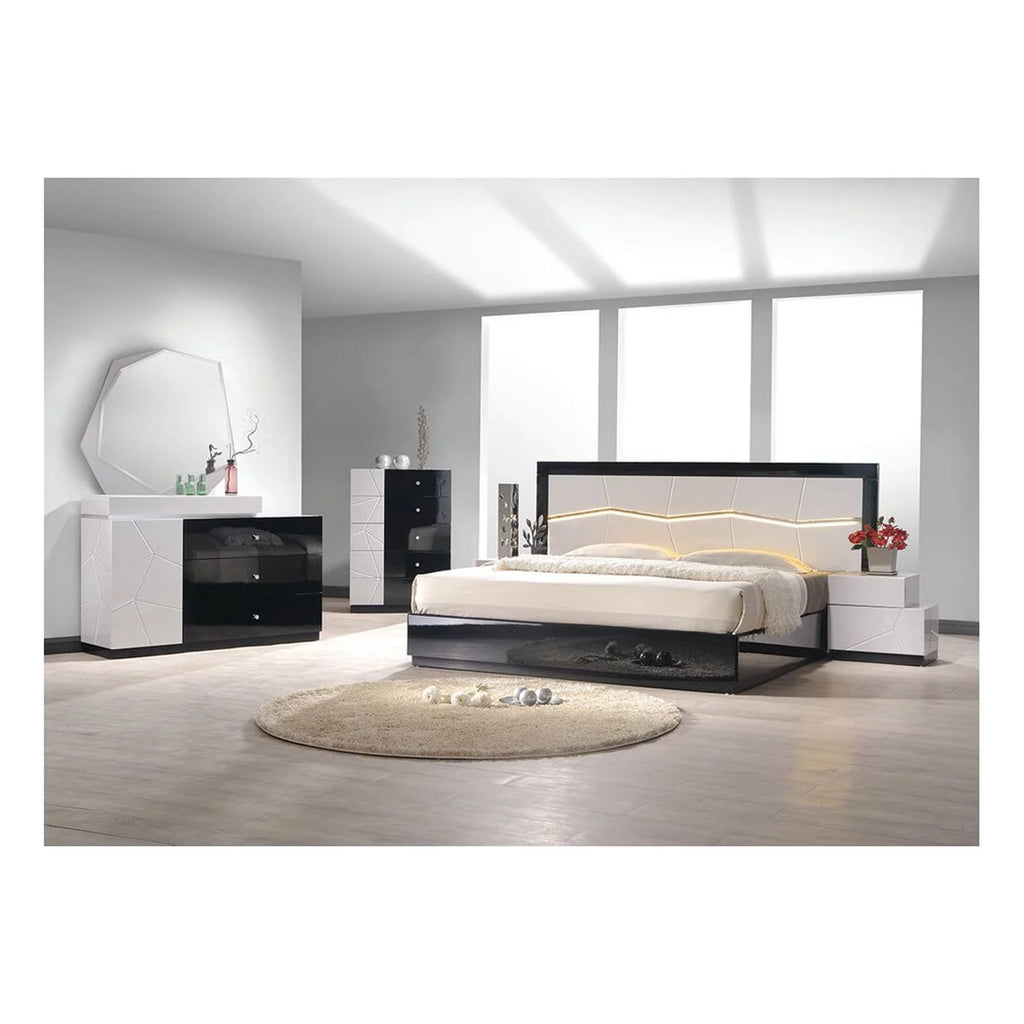 White/Black Poplar Wood Nightstand S399