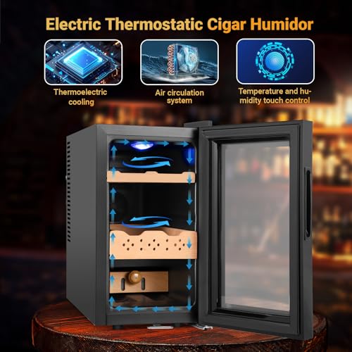 Electric Cigar Humidor 25L 200 Counts Thermostatic Cooler Cabinet H45279