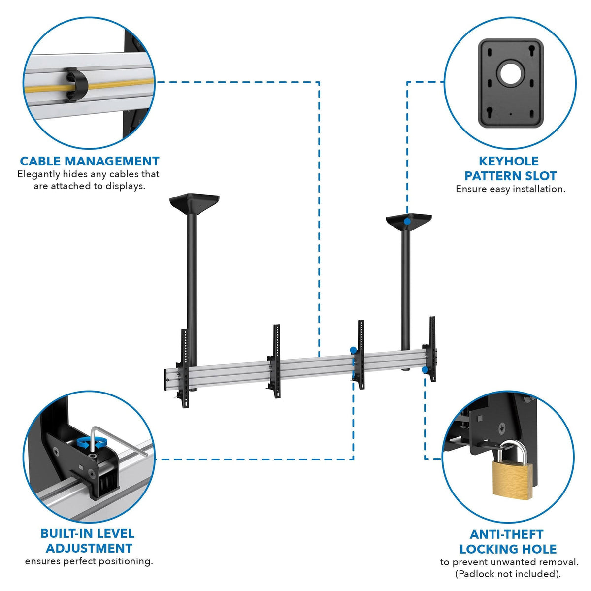Black Ceiling TV Mount F9189
