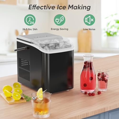 Portable Self-Cleaning Countertop Ice Maker 26.5Lbs/24H Black V957