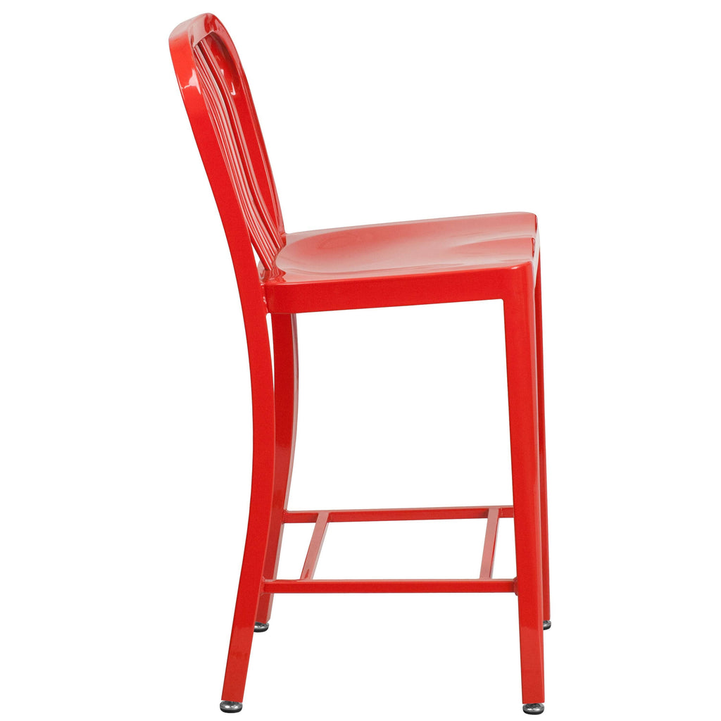 Red Metal Counter Stools L393