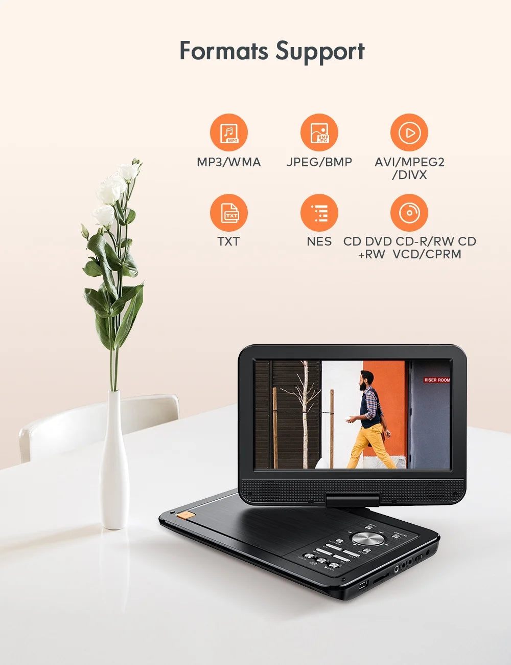 12.5" Portable DVD Player with 10.5" HD Swivel Screen, Black S590