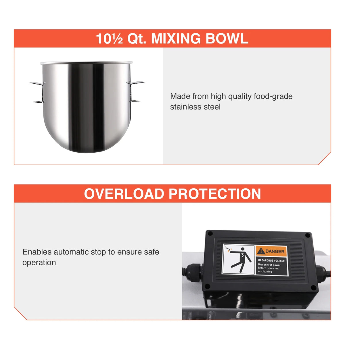 10Qt 600W Commercial Stand Mixer with 3 Attachment T2538
