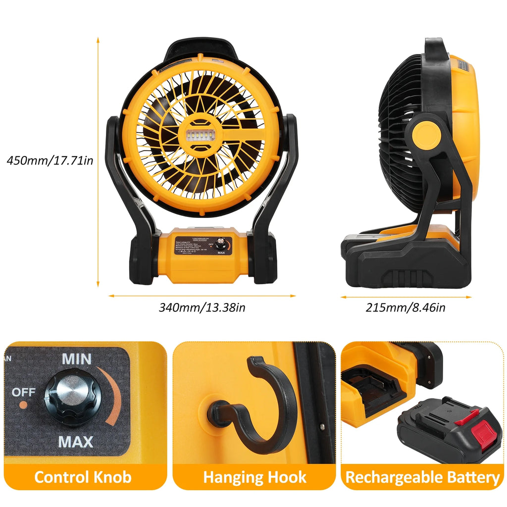 Rechargeable Portable 8 Inch Camping Fan with LED Lantern B3165