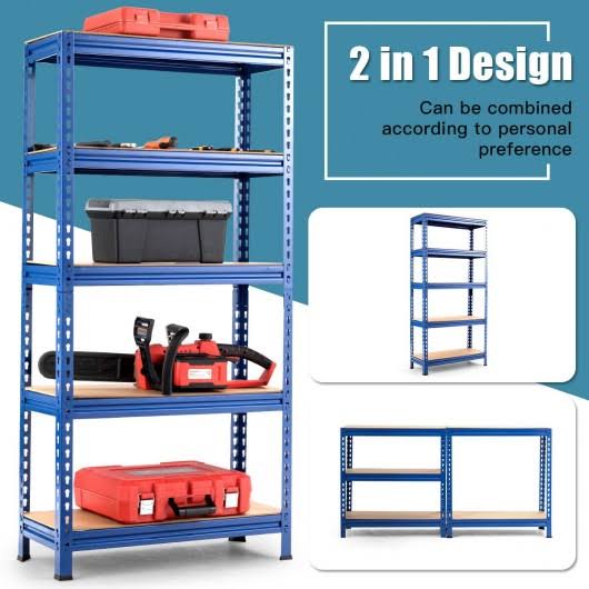 Blue 5-Tier Steel Heavy Duty Storage Shelving Unit V58218