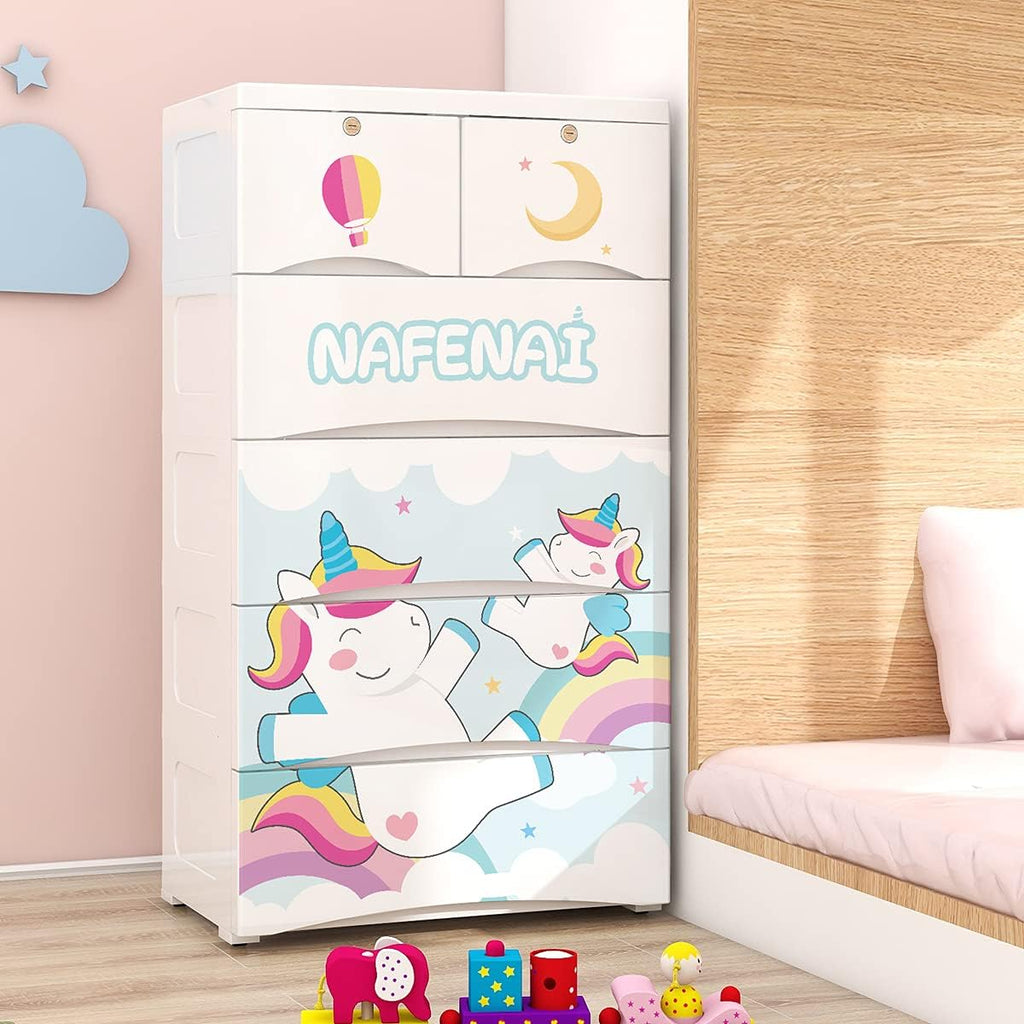 6 Drawer Plastic Storage Dresser with Wheels U4366